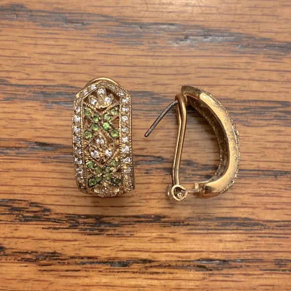 Vintage Jewelry - Vintage Elegant Evening Luxury Gatsby Engagement Rhinestone Half Hoop Earrings